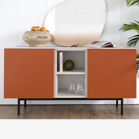 Made White and Matt Orange Sideboard