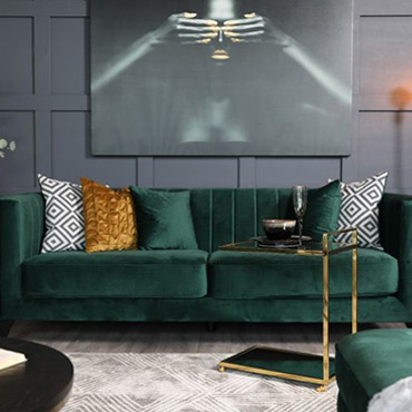 Willow Green Velvet 3 Seater Sofa