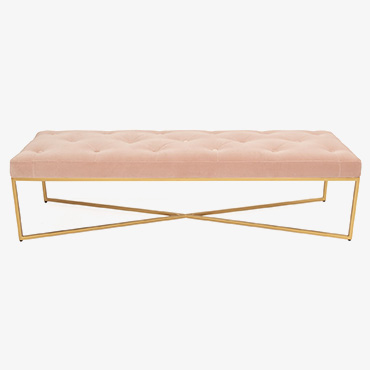 Tablet Bench Ottoman in Blush Velvet