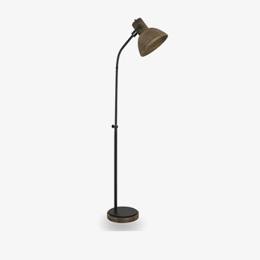 Imbert Wood and Black Floor Lamp