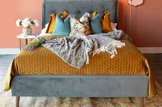 Embrace Velvet Bedframe Dark Grey 